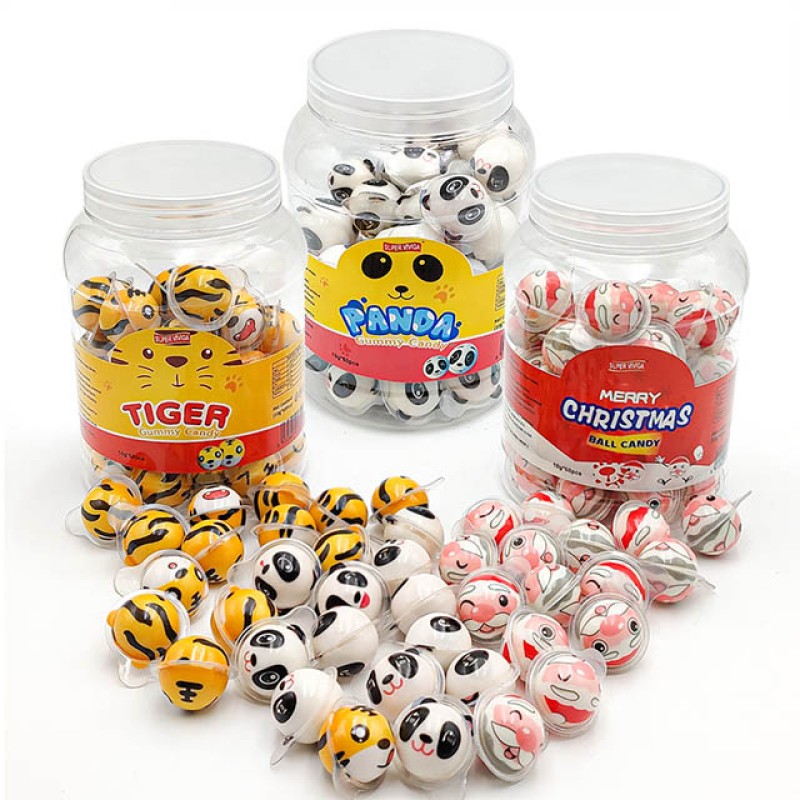 Wholesale Custom Earth Eye Shaped Jam Sandwich Halal Bulk Ball Gummy Chewing Candy Gum