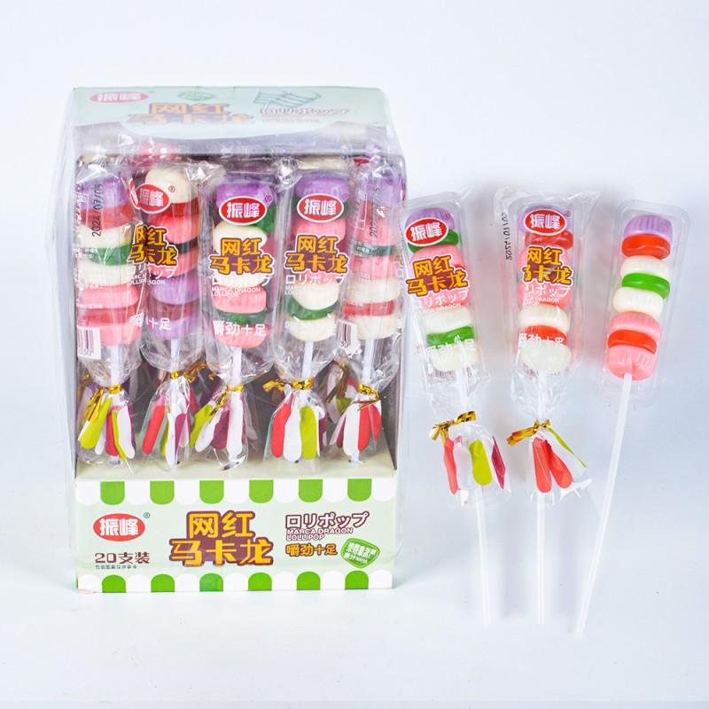 Wholesale Sweet Fruit Macaroni Shape Gummy Lollipops