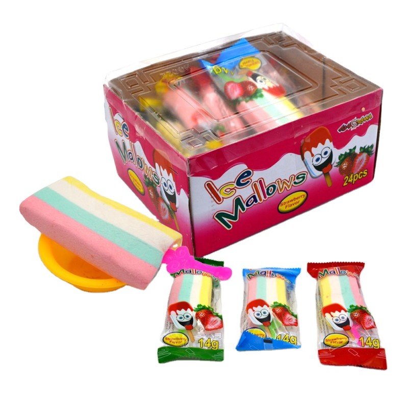 Colorful Ice Cream Shape Sweet Cotton Marshmallow Lollipop Candy