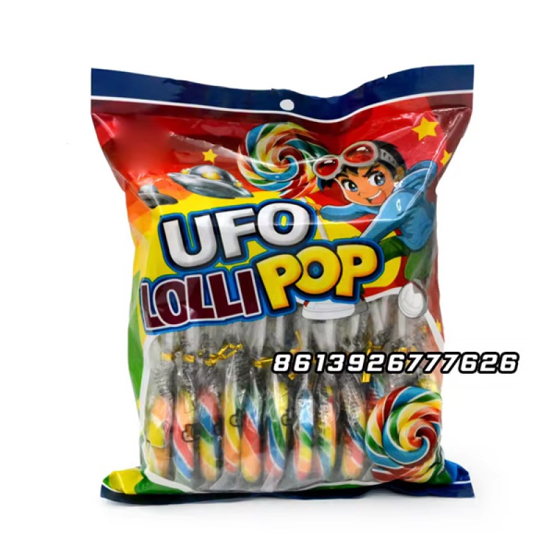 Wholesale Custom Sweet Fruit Round Swirl Rainbow Lollipop