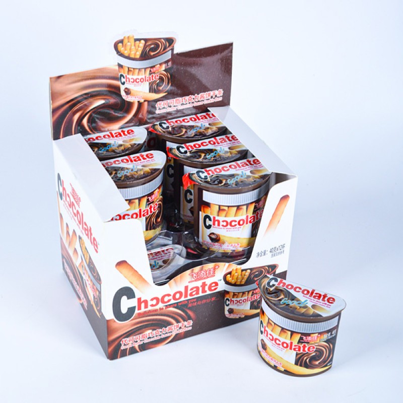 Wholesale Custom Milk Cream Jam Coated Chocolate Stick Cookies