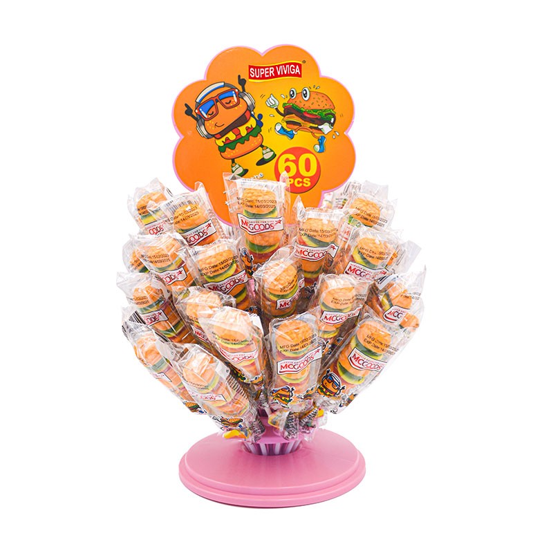 Superviviga Halal Hamburger Shape Burger Soft Gummy Candy Lollipop
