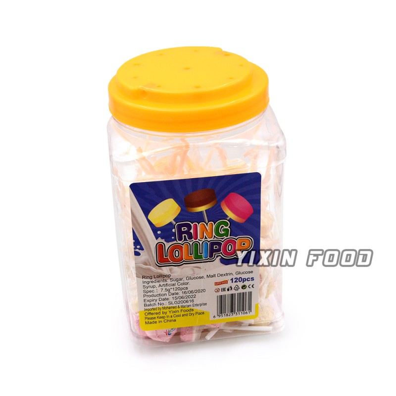 Wholesale Chinese Halal New Candy Hard Candy Sweet Milk Lollipop Ring Lollipop
