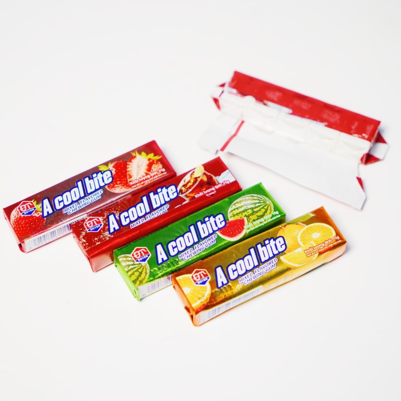 Assorted Mix Fruit Sweet Pillow Shape Chewing Gum Fill Jelly