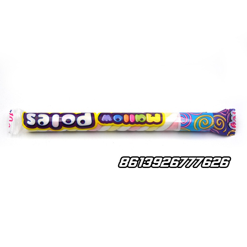 China Manufacturer Halal Fruit Flavor Long Twist Soft Marshmallow Candy
