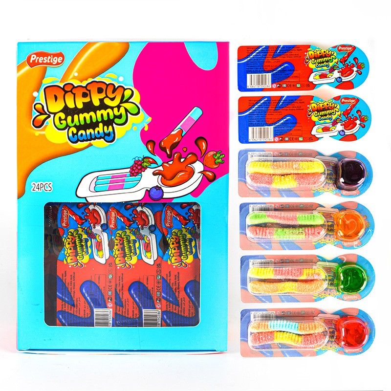 Sweet Mix Fruit Jam Juice Dip Drop Soft Gummy Candy and Sweets