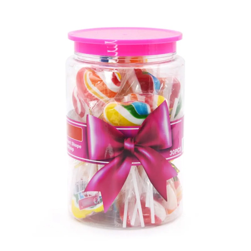 Wholesale Custom Rainbow Sweet Heart Shape Hard Lollipops