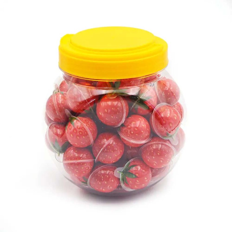 Wholesale Custom Strawberry Shape Jam Filled Ball Jelly Gummy Candy