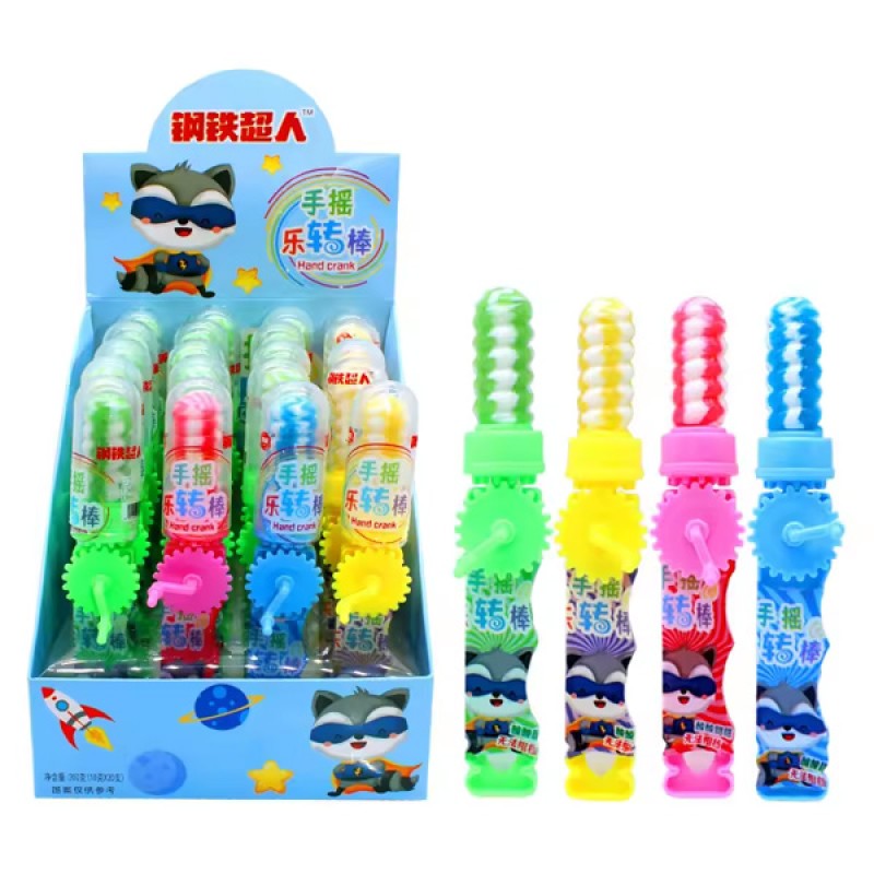 Wholesale Custom Kids Swirl Rainbow Hand Spin Rotating Toy Hard Lollipop Candy