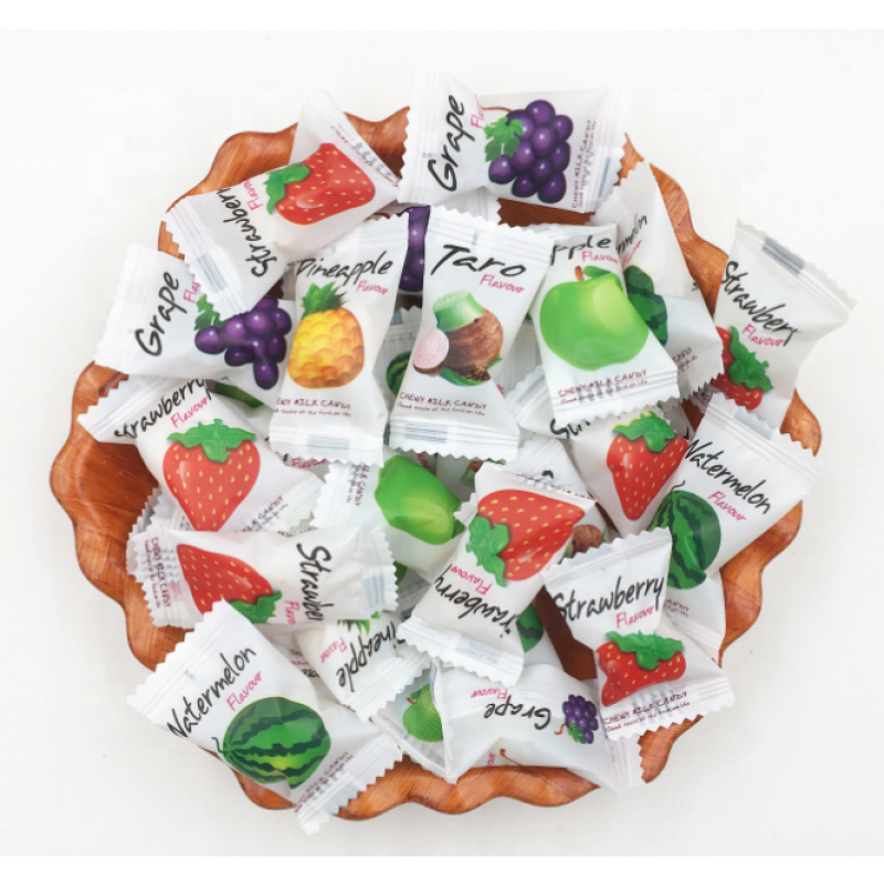 Taro Flavor Sweet Milk Chewy Candy Ball Center Filled Soft Candy