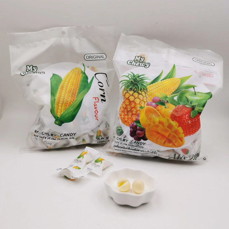 Taro Flavor Sweet Milk Chewy Candy Ball Center Filled Soft Candy