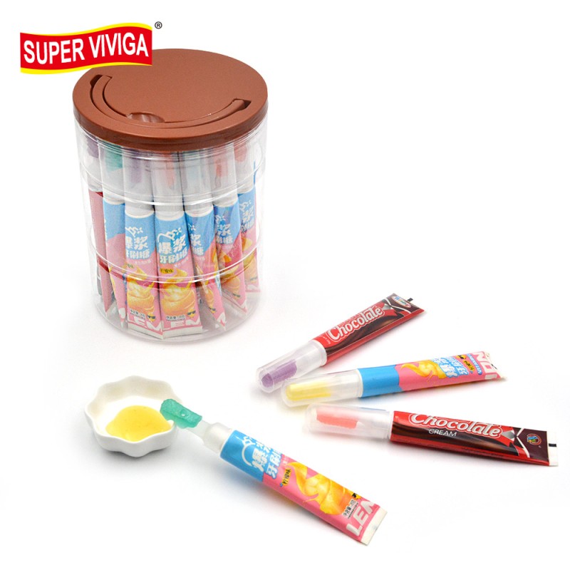 Halal Hot Sale Fruit Flavor Toothbrush Liquid Jelly Jam Candy