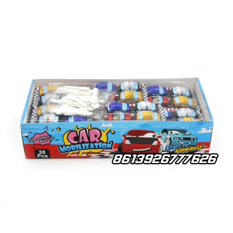 Wholesale Halal Car Shape Surprise Chocolate Egg Cup Jam with Biscuits