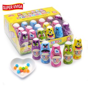 Cartoon Toys Bottle Packing Colorful Fruit Flavor Sour Puffed Candy Sweets