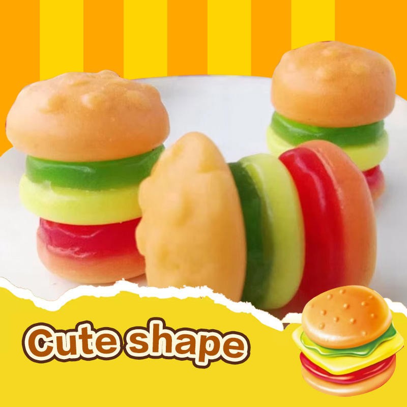 Yummy Hamburger Shaped Halal Kosher Sanck Food Gummy Candy