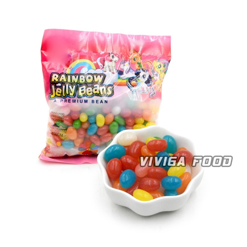 OEM 400g Rainbow Fruit Flavor Sugar Free Jelly Bean