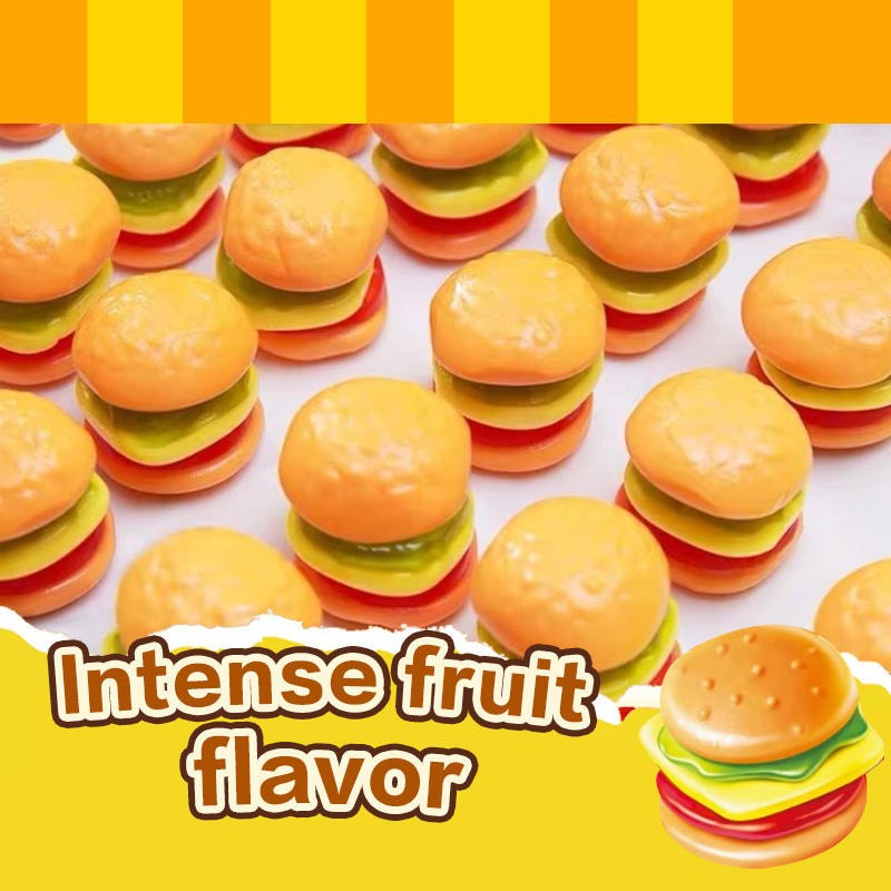 Yummy Hamburger Shaped Halal Kosher Sanck Food Gummy Candy