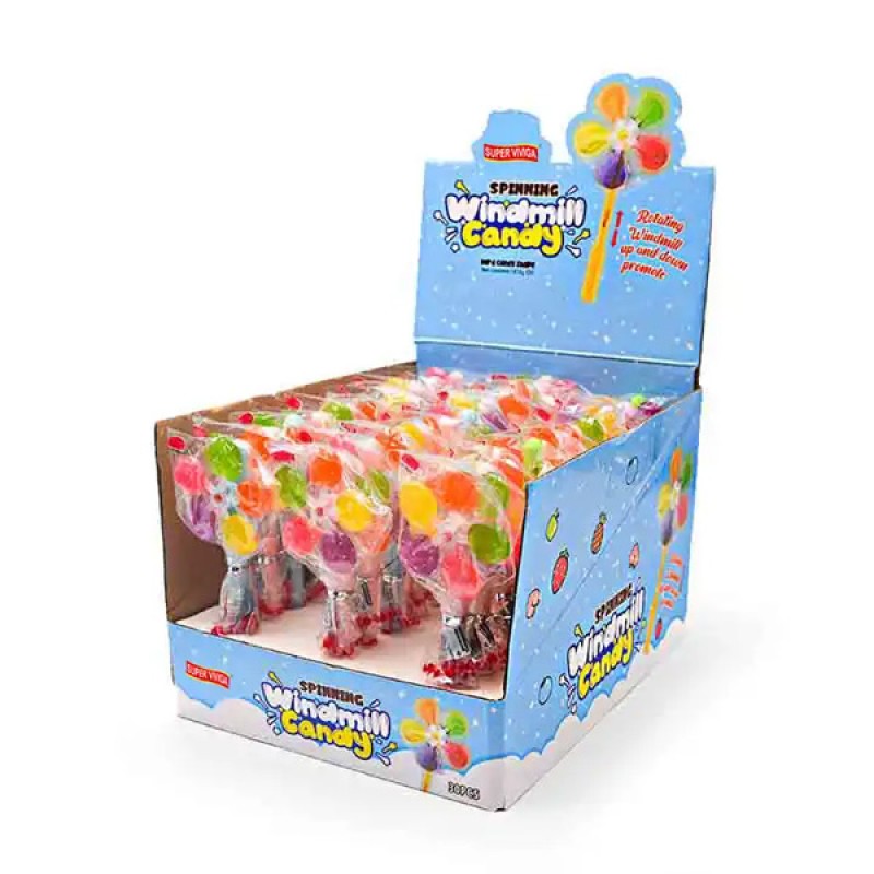 Wholesale Colorful Sweet Spin Windmill Whistle Hard Lollipop Candy Toys