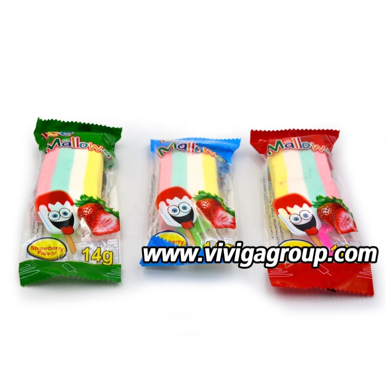 Colorful Ice Cream Shape Sweet Cotton Marshmallow Lollipop Candy