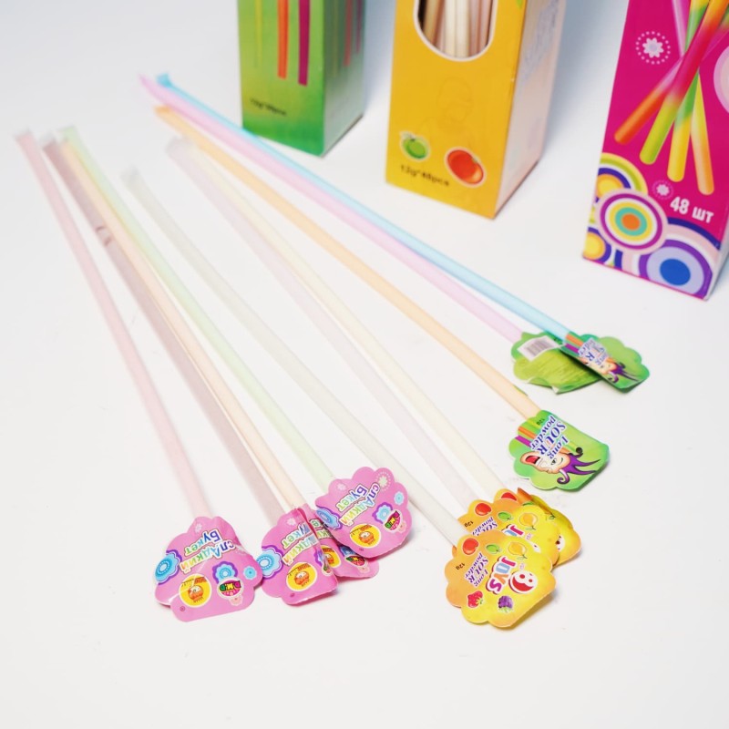 Clolrful Long CC Stick Straw Sour Powder Hard Candy