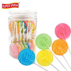 China Colorful Fruit Flavor Round Hard Sweet Lollipop Candy