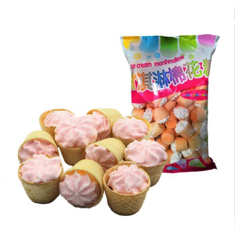 Cotton Candy Supplier Wholesale Halal Sweet Delicious Ice Cream Shaped Marshmallow