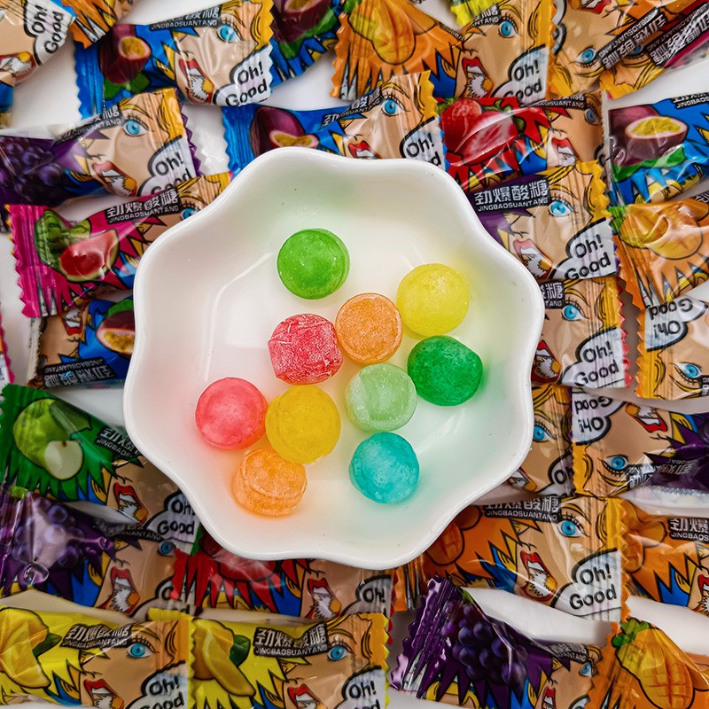 Superviviga Wholesale Custom Rainbow Ball Shape Super Sour Hard Candy