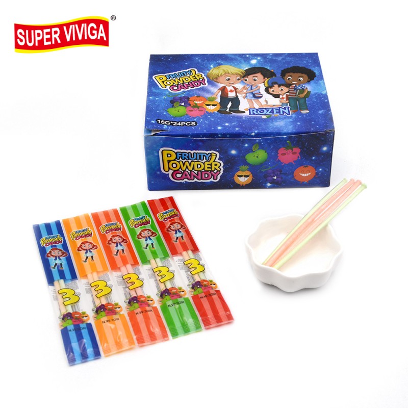 Custom Wholesale Straws Candy Fruit Flavor CC Stick Sour Powder Candy