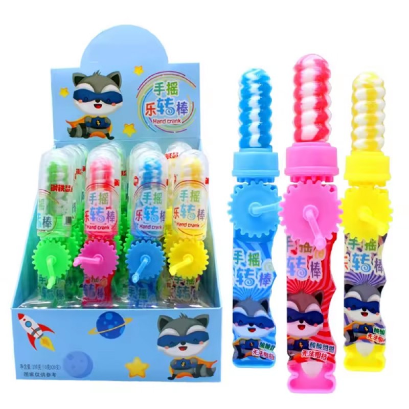 Wholesale Custom Kids Swirl Rainbow Hand Spin Rotating Toy Hard Lollipop Candy