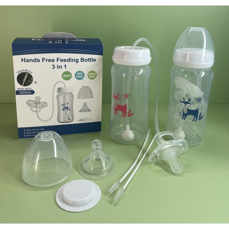 Baby Feeding Bottle Supplier - BPA Free 300ml Wide Neck Hand-Free