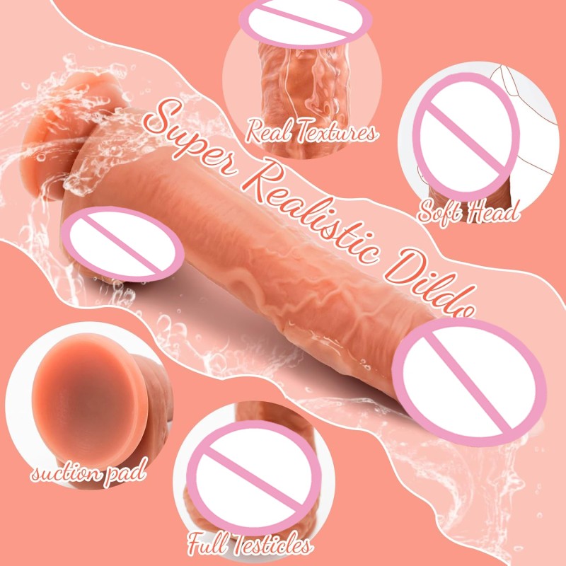 Realistic 7.87 Inch Thrusting Dildo Vibrator for Women Soft Adult Sex Toys with Heating for Anal Clit & G-Spot Stimulation