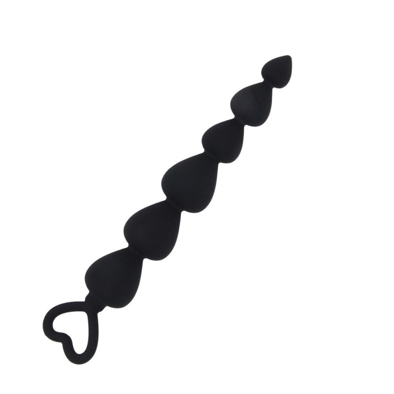 Heart Shaped Six Bead Silicone Anal Plug for Men and Women