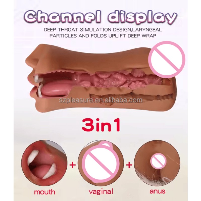 3 in 1 Masturbator Anal Butt Mouth Real Vagina Pockets Pussy for Men Sex Male Toys Sex Adult Sexy Toys Male Masturbator