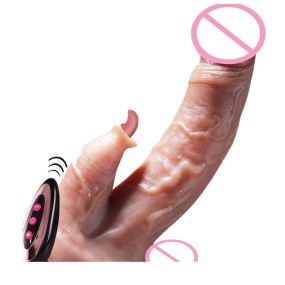 Realistic Silicone Remote Control Vibrator Big Dildo Sex Toy for Women Thrusting Tongue Licking Dildo Masturbator