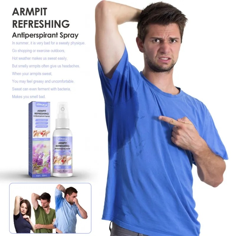 Armpit Antiperspirant Spray Refreshing Deodorant Underarm Remover Armpit Odour Sweat Protection Body Odor Remover Spray 30ml