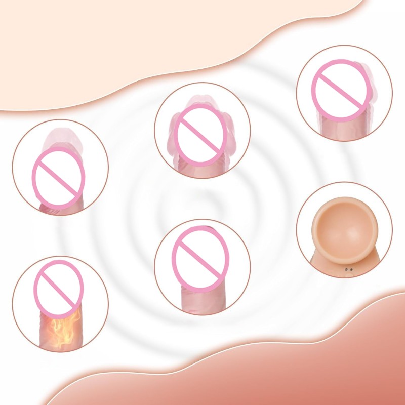 Realistic 7.87 Inch Thrusting Dildo Vibrator for Women Soft Adult Sex Toys with Heating for Anal Clit & G-Spot Stimulation