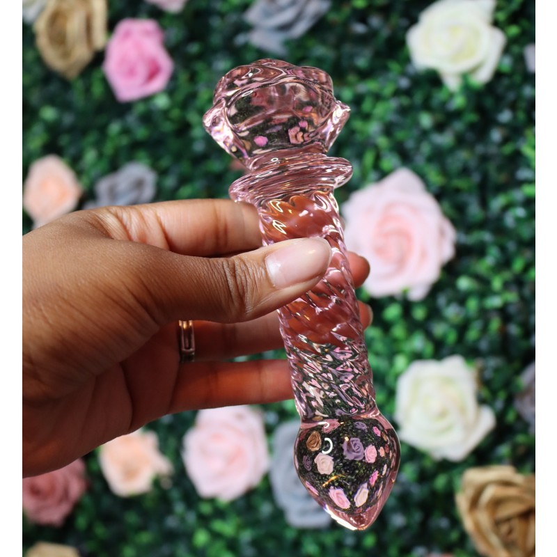 Crystal Rose Anal Plug Beads Adult Anal Training Sex Toys Women G-Spot Masturbation Pink Glass Dildo Butt Plug for Female Male