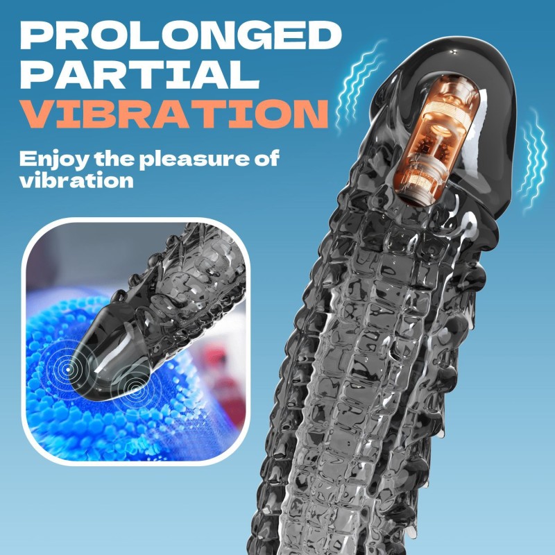 Penis Wolf Tooth Sleeve Lengthened and Thickened and Enlarged Couples Vibrating Sex Products Men's Thorny Vibrator Toys
