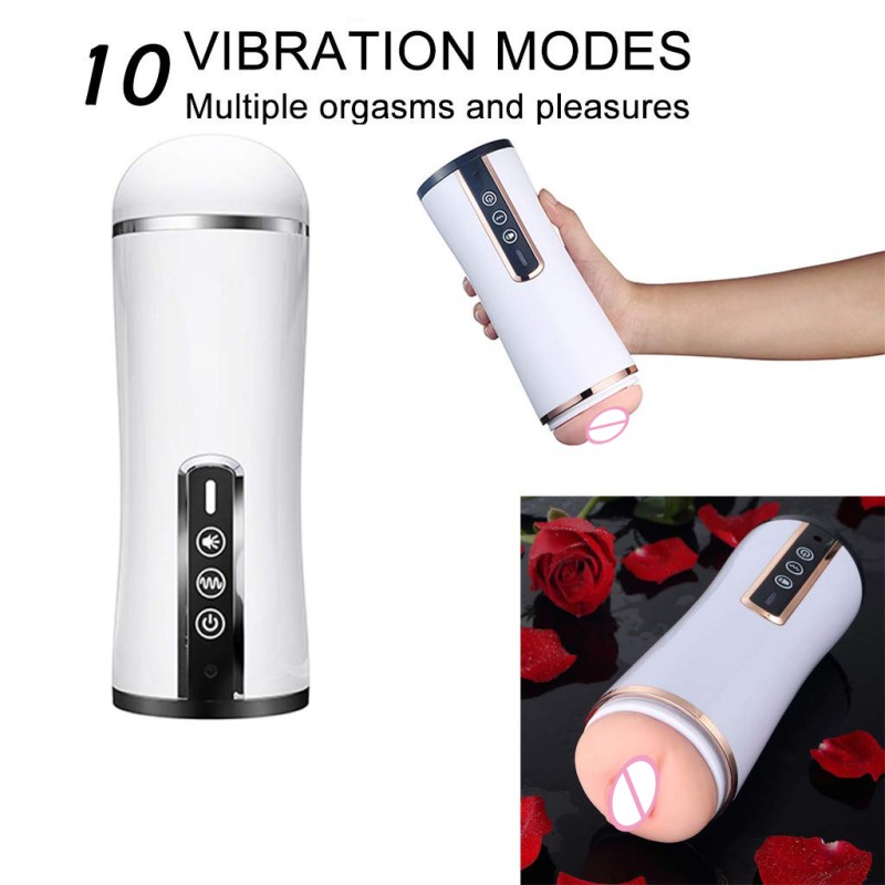 Voice Vibrating Electric Male Masturbator Cup Deep Throat Silicone 3D Realistic Pocket Pussy Oral Sex Toy for Man Masturbation