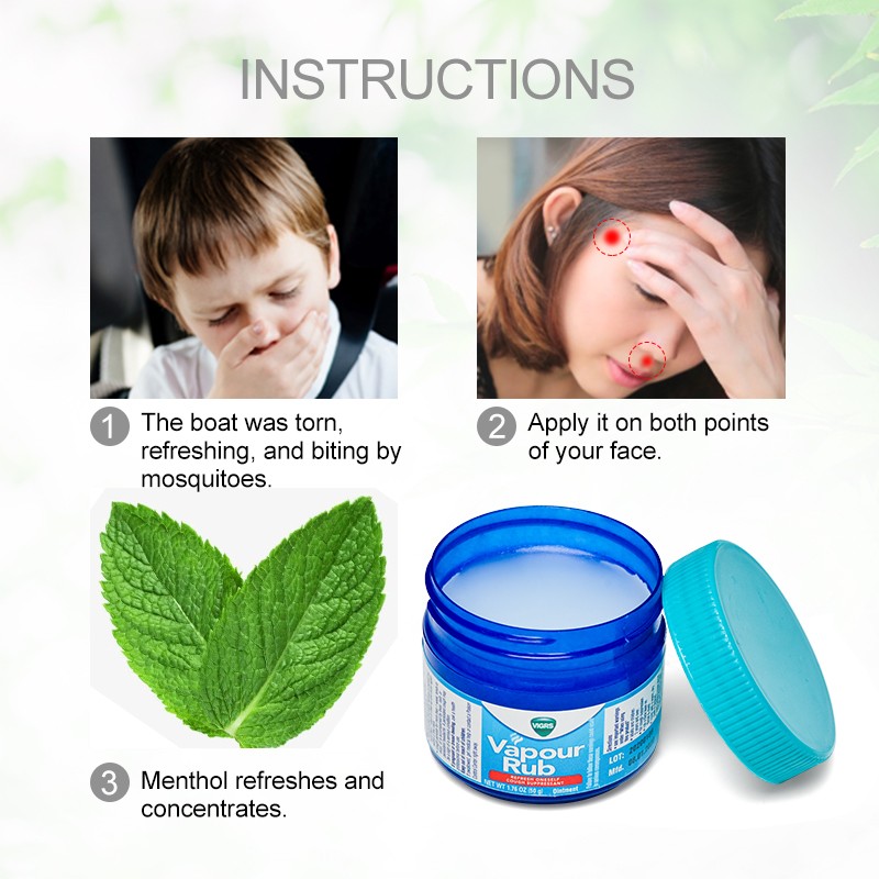 Vapour Rub White Cooling Balm Herbal Cream Refresh Ointment Cold Muscle Aches Pain Essential Oil 50g