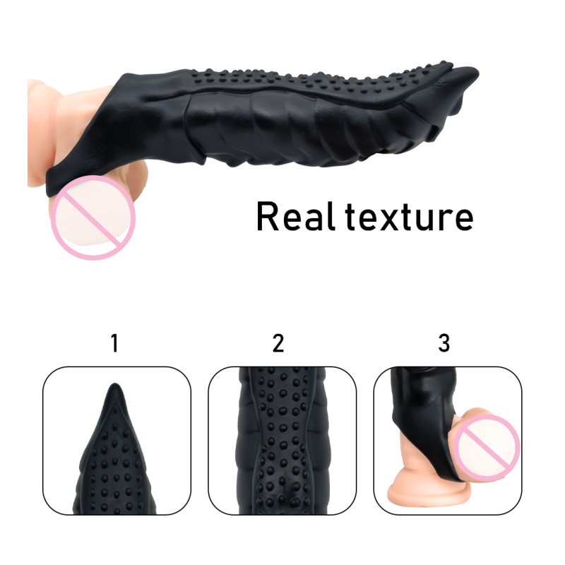 Big Size Wolf Head Cover Barbed Male Thick Penis Cover Lock Essence Crystal Soft Rubber TPE Sex Toy