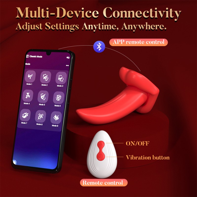 YQ APP Remote Control 9 Customizable Intensities  Portable Licking Tongue Vibrator Clitoral Vibrators Clit Stimulator for Women