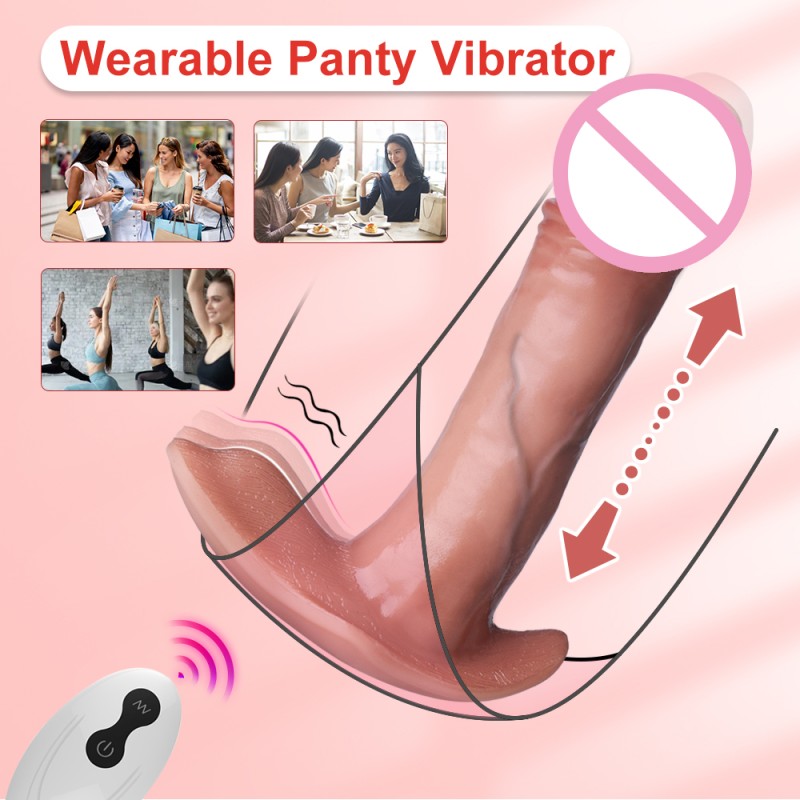 Thrusting Dildo Vibrator Wearable Telescopic Penis Female Anal Vagina Masturbation Adult Women Outdoor Remote Control Sex Toys