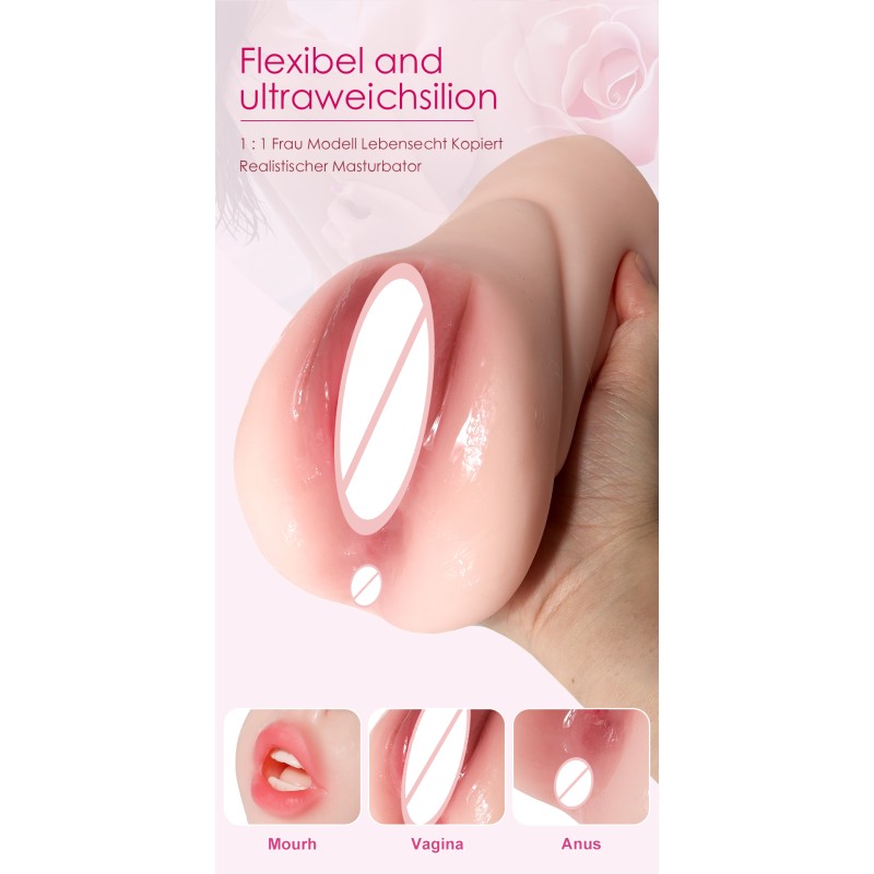 OEM   Newest 3in1male Masturbator Cup for Man Vagina Realistic Sex Toy for Men Sex Toys Massager for Men Adult Shop