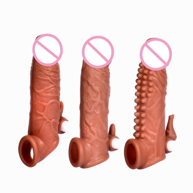 Male Penis Set Locking Ring  Elongated and Thickened Crystal Set Particle Vibrating Wolf Tooth Set  Adult Product