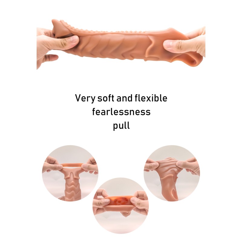 Big Size Wolf Head Cover Barbed Male Thick Penis Cover Lock Essence Crystal Soft Rubber TPE Sex Toy