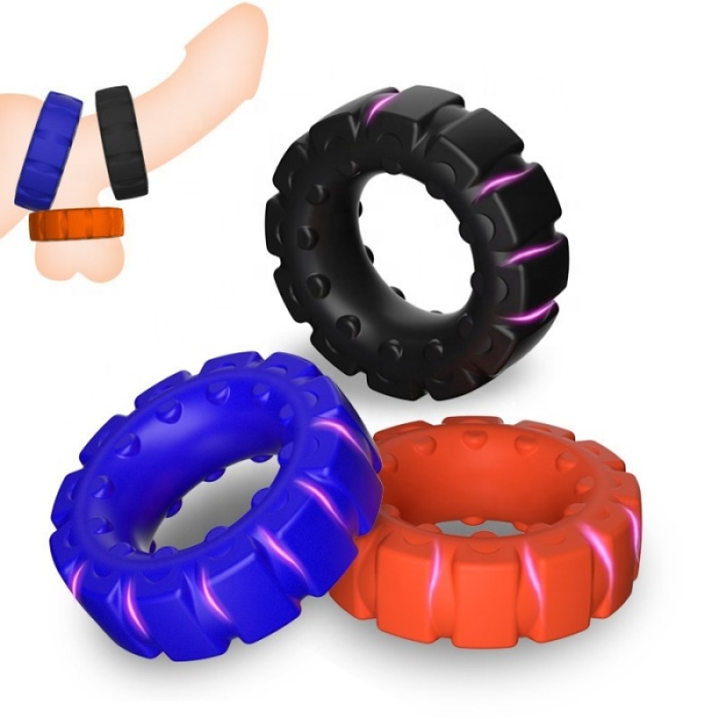 Wholesale Men's Soft Silicone Tyre Cock Ring Sex Toys Delay Ejaculation Feature