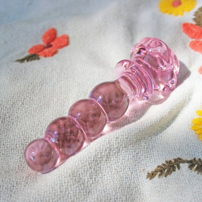 Crystal Rose Anal Plug Beads Adult Anal Training Sex Toys Women G-Spot Masturbation Pink Glass Dildo Butt Plug for Female Male