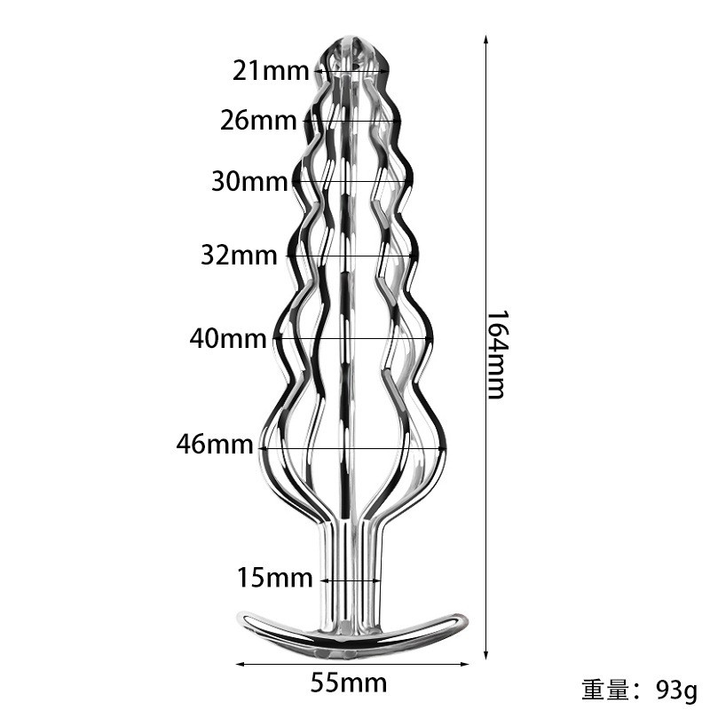 Six Ball Hollowed Out Anal Plug with Posterior Expansion for Adult Sex Toys