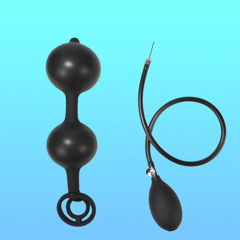 Double Bead Inflatable Anal Plug with Double Lock Ring Adult Sex Toys for Men Women for Male Female Masturbators for Anal Sex